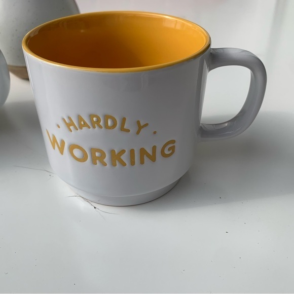 Stoneware Mugs, a set of two HARDLY WORKING and WORKING hard mugs. - Picture 8 of 10